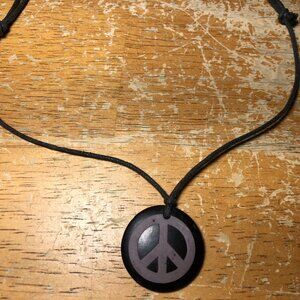 Vintage Hippy Peace Sign Choker Necklace